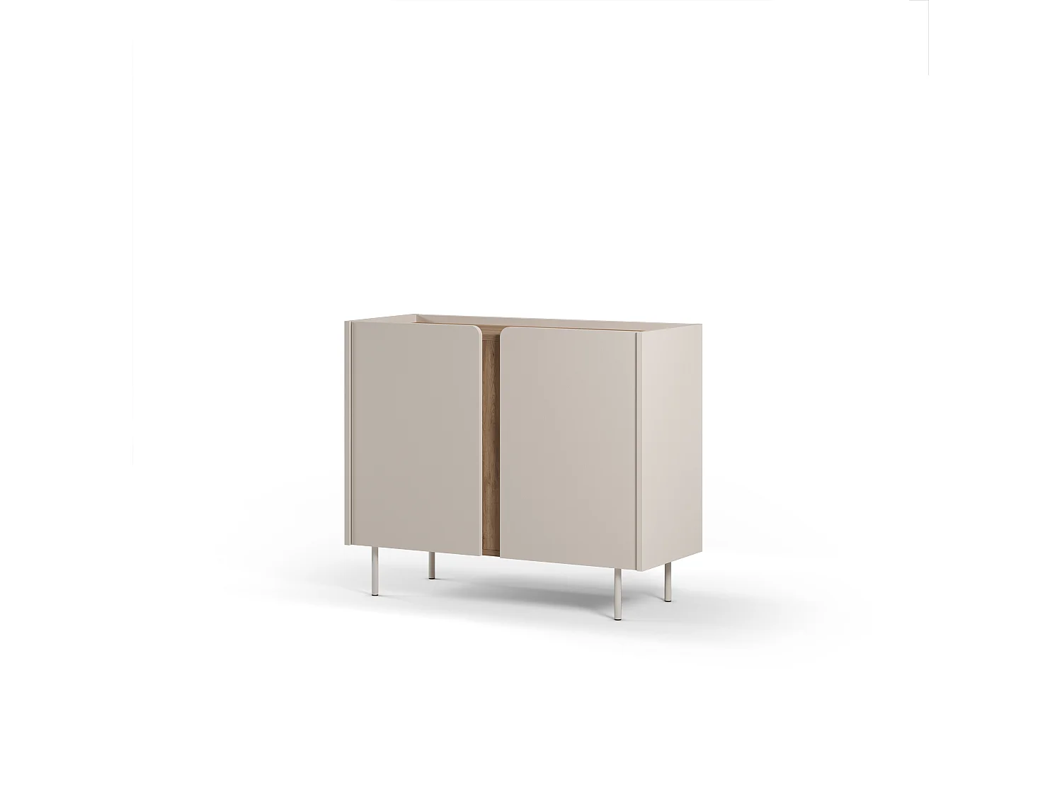 Boxy - Buffet 2 portes en bois et métal L100cm - Beige
