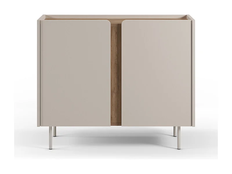 Boxy - Buffet 2 portes en bois et métal L100cm - Beige