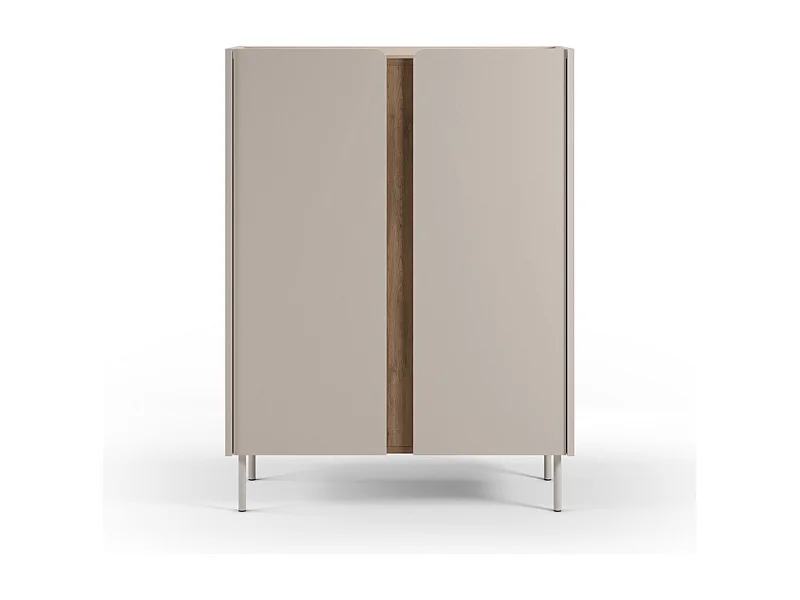 Boxy - Buffet 2 portes en bois et métal H120cm - Beige