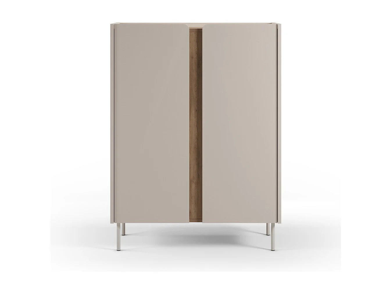 Boxy - Buffet 2 portes en bois et métal H120cm - Beige