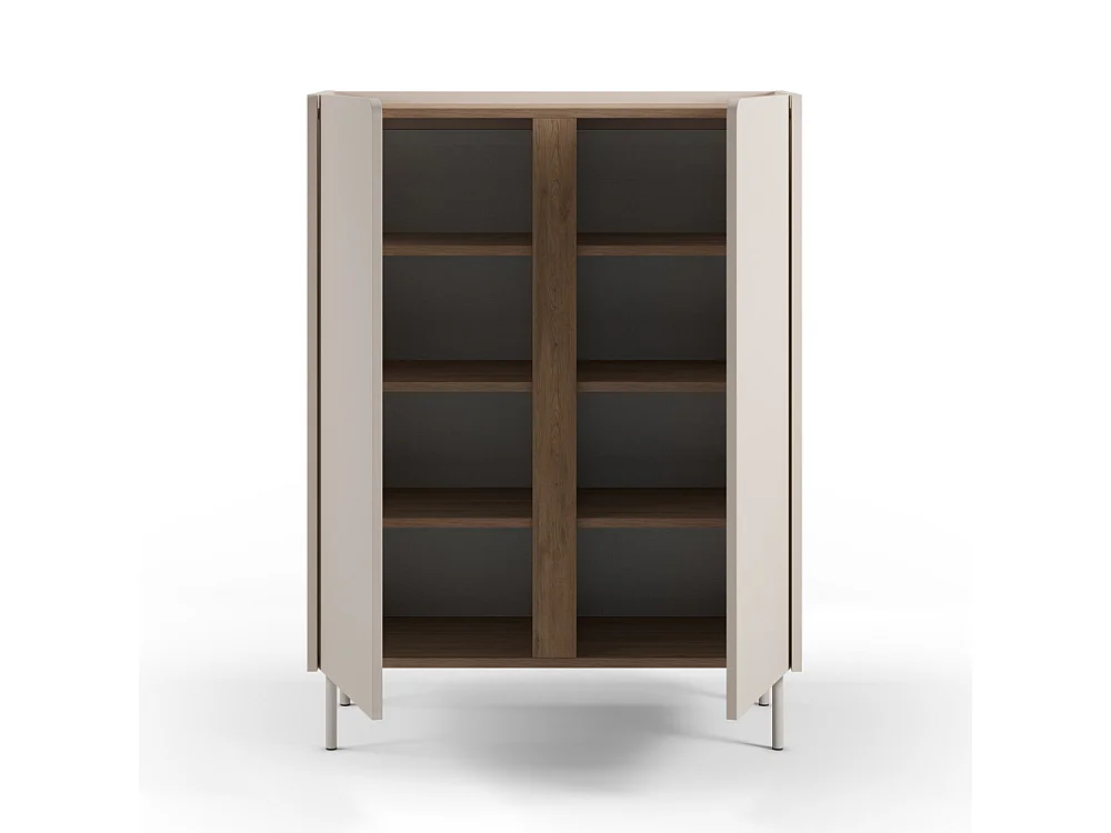 Boxy - Buffet 2 portes en bois et métal H120cm - Beige