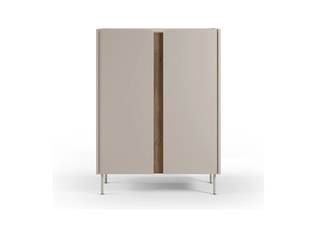 Boxy - Buffet 2 portes en bois et métal H120cm - Beige