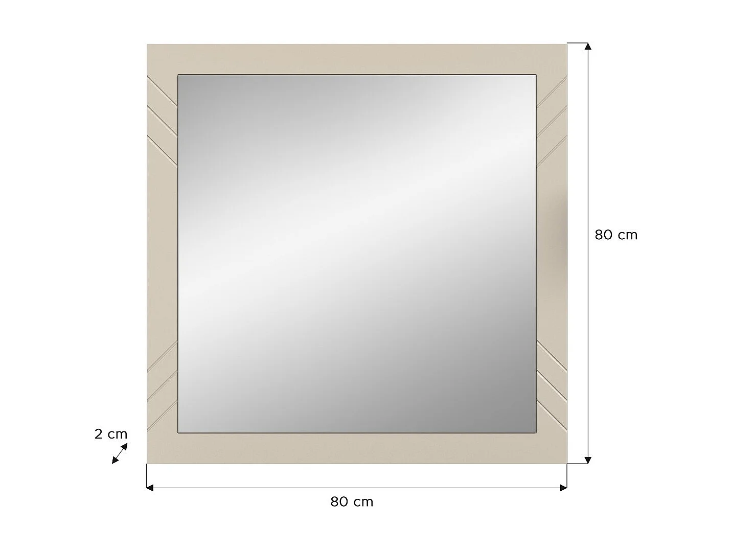 Spiegel LUNA - Mat Beige - Vierkant 80x80 cm - Om op te hangen