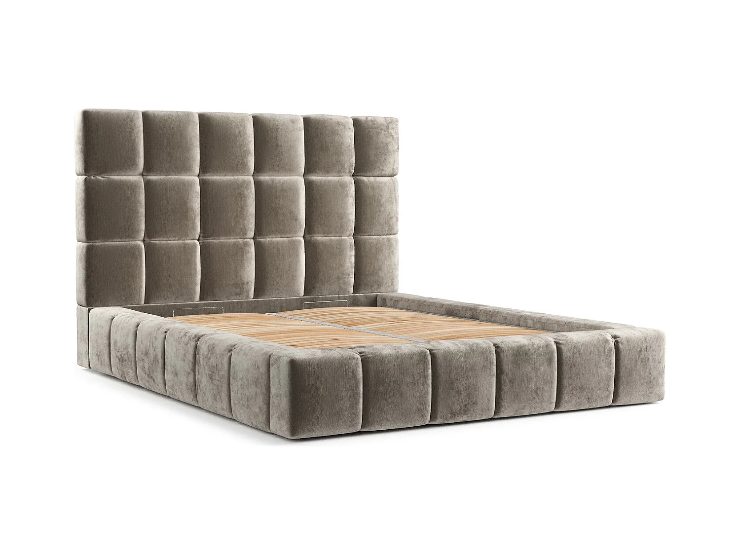 Polsterbett Kendal Tres - 160 x 200 cm - Chenille-Stoff - beige