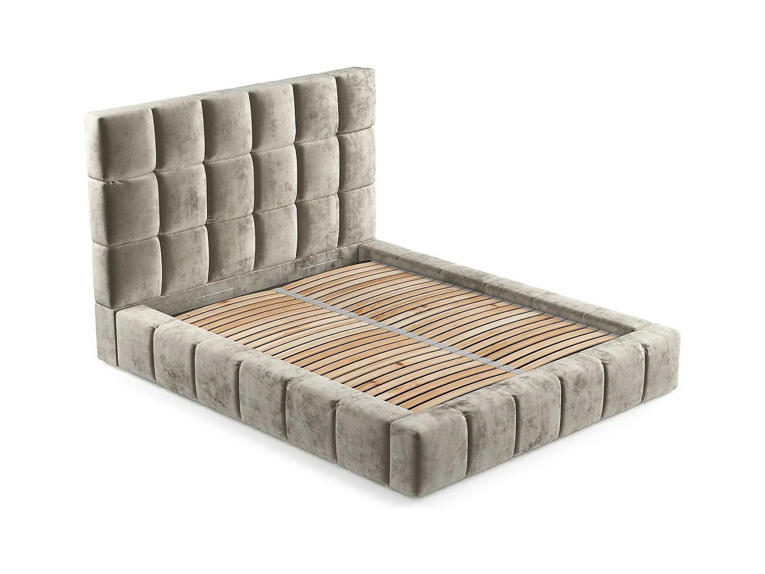 Polsterbett Kendal Tres - 160 x 200 cm - Chenille-Stoff - beige