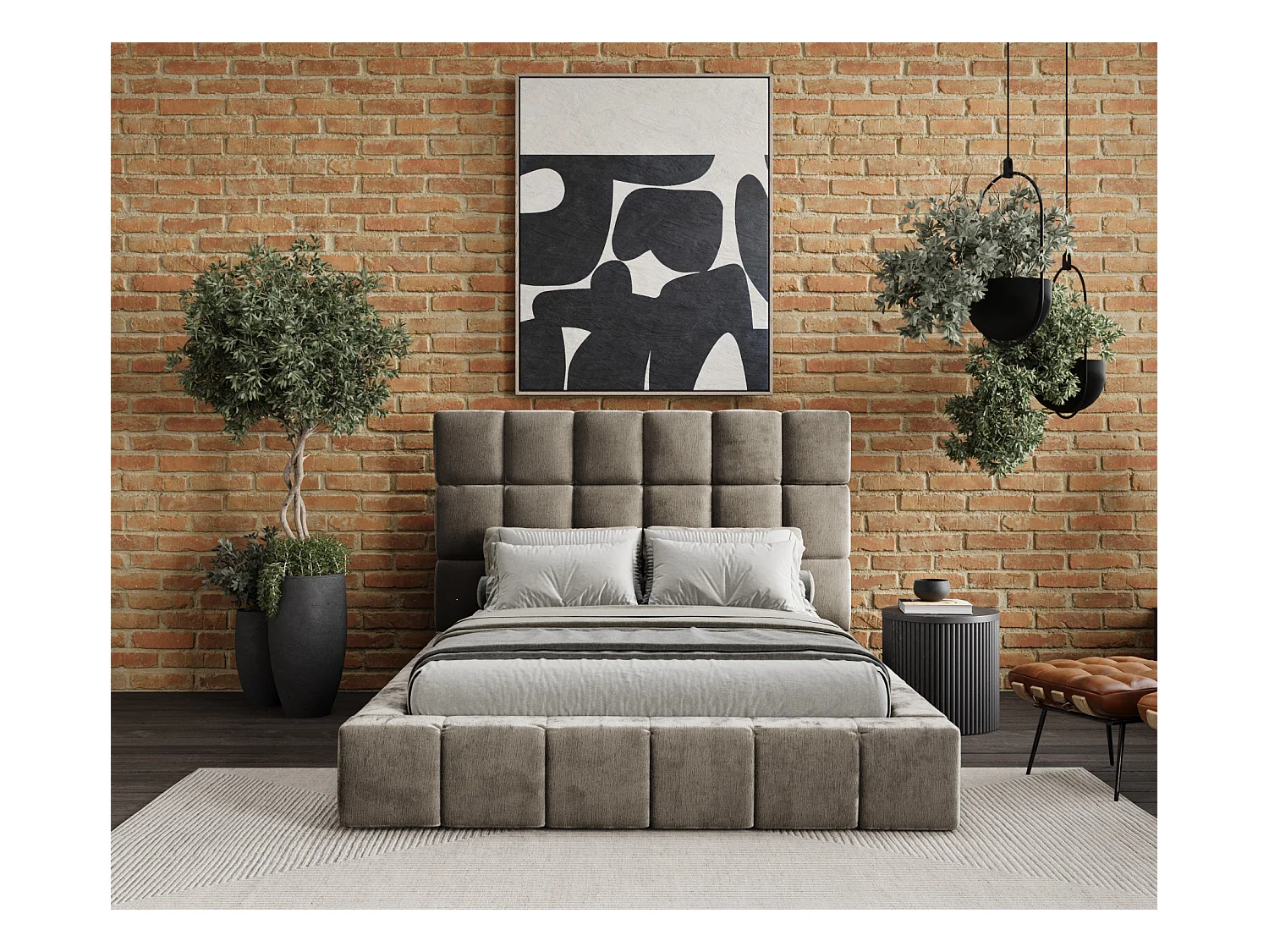 Polsterbett Kendal Tres - 160 x 200 cm - Chenille-Stoff - beige