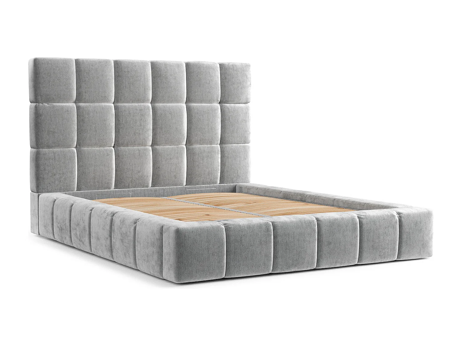 Polsterbett Kendal Tres - 180 x 200 cm - Chenille-Stoff - hellgrau