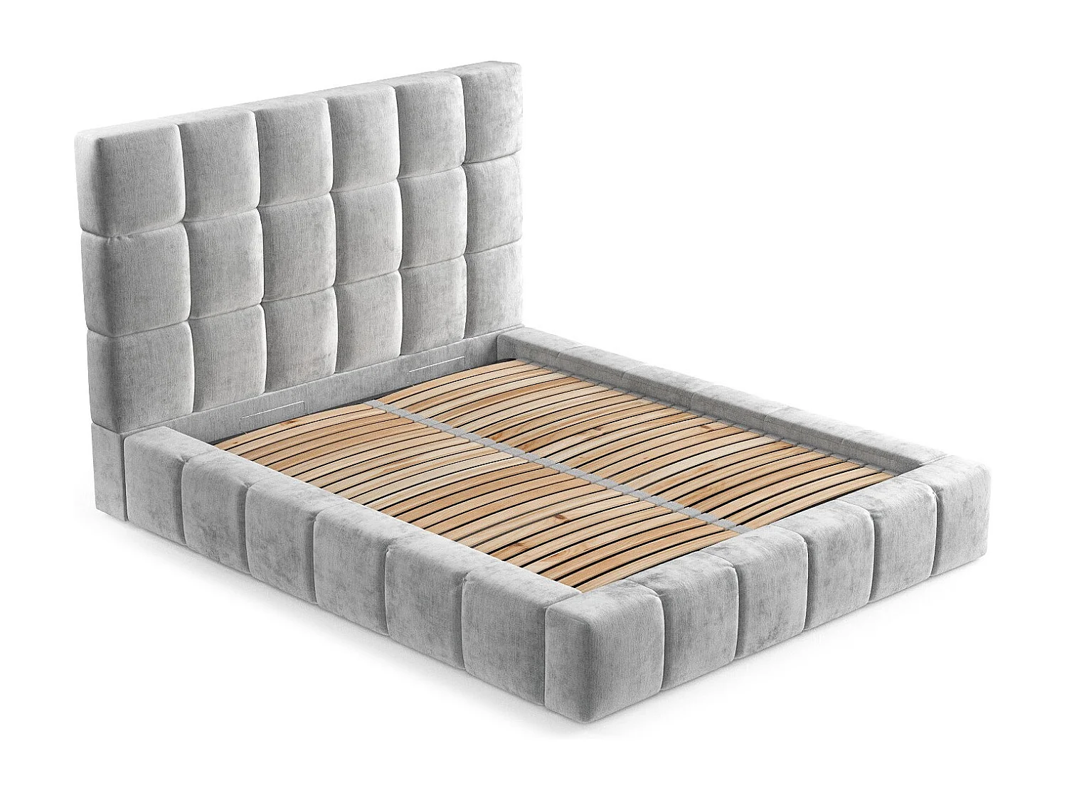 Polsterbett Kendal Tres - 180 x 200 cm - Chenille-Stoff - hellgrau