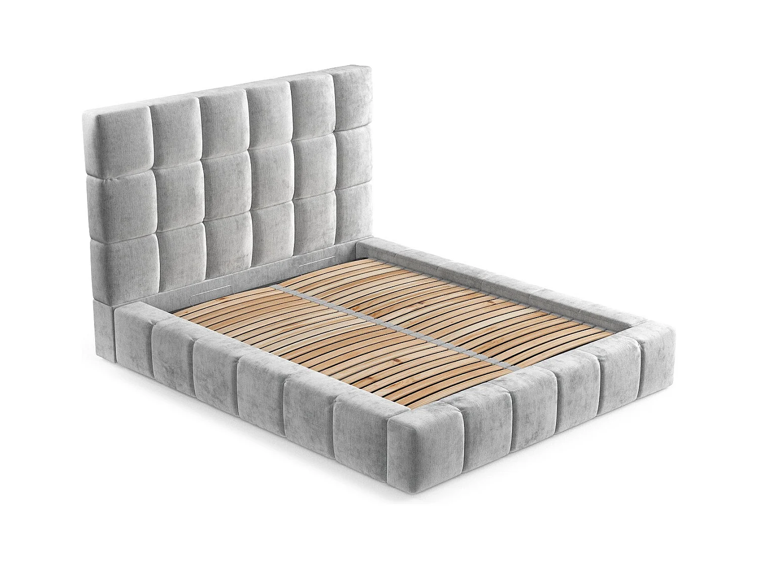 Polsterbett Kendal Tres - 180 x 200 cm - Chenille-Stoff - hellgrau