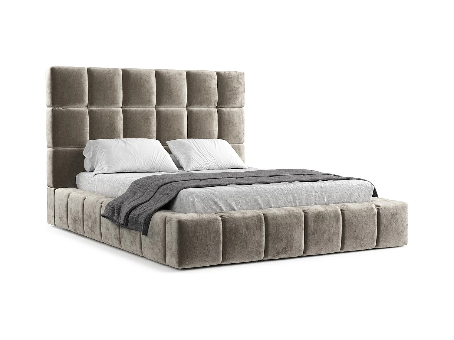 Polsterbett Kendal Tres - 180 x 200 cm - Chenille-Stoff - beige
