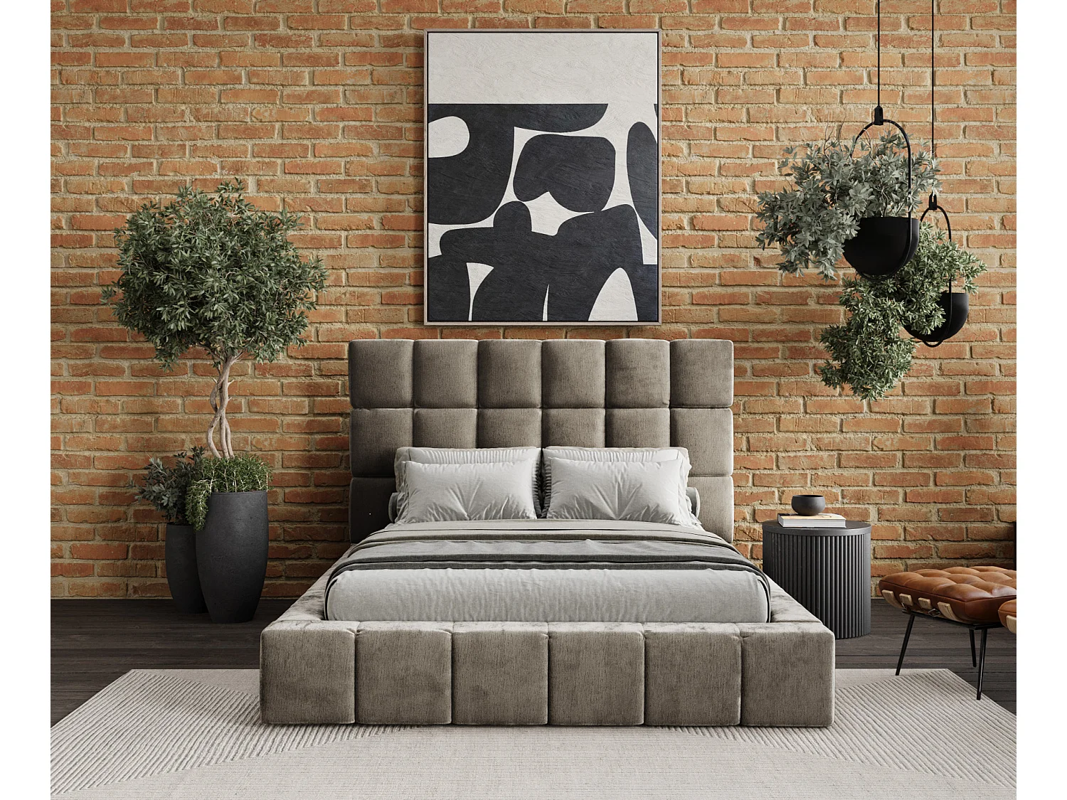 Łóżko tapicerowane Kendal Tres - 180 x 200 cm - szenil - beżowy