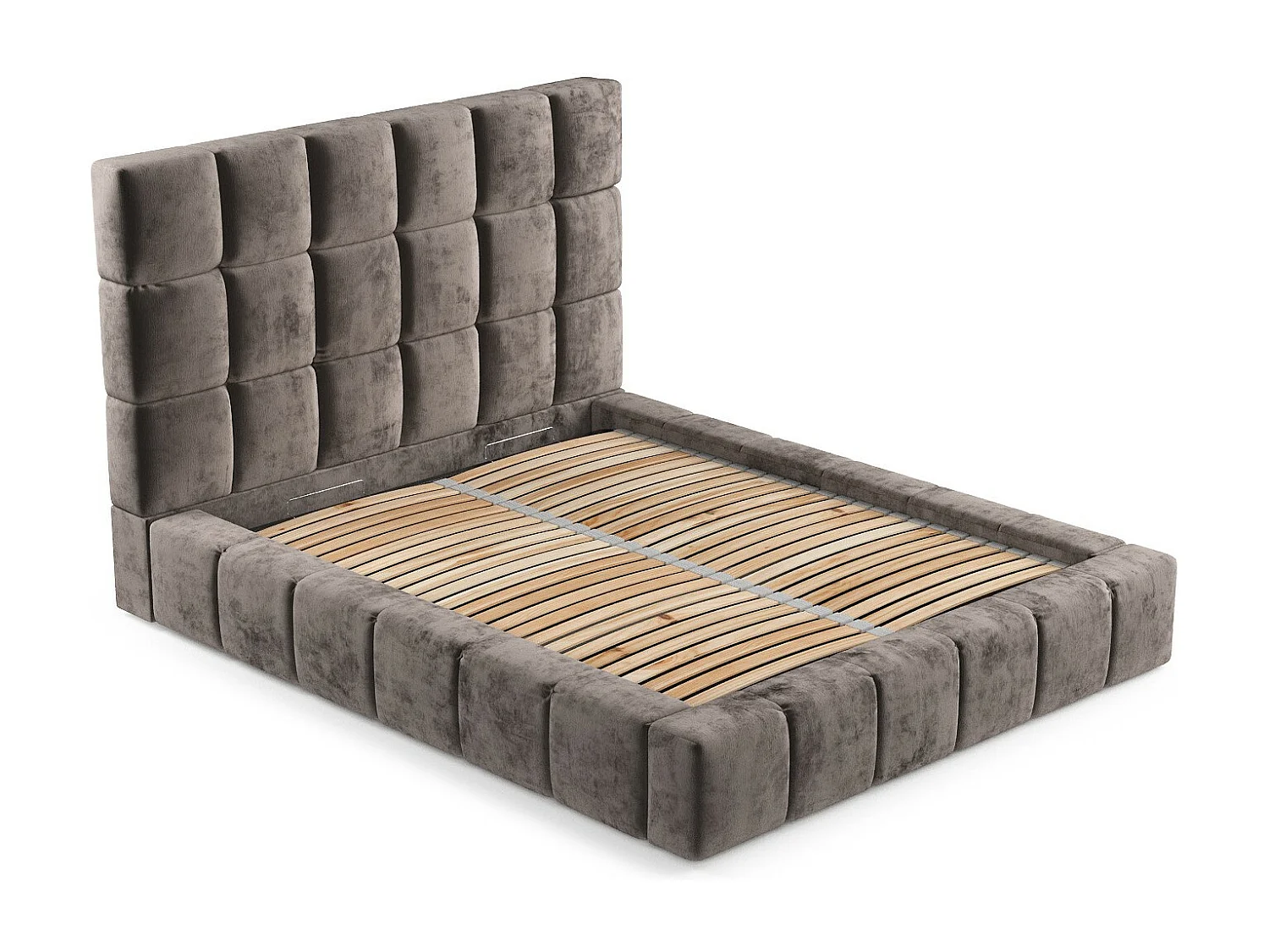 Polsterbett Kendal Tres - 180 x 200 cm - Chenille-Stoff - braun