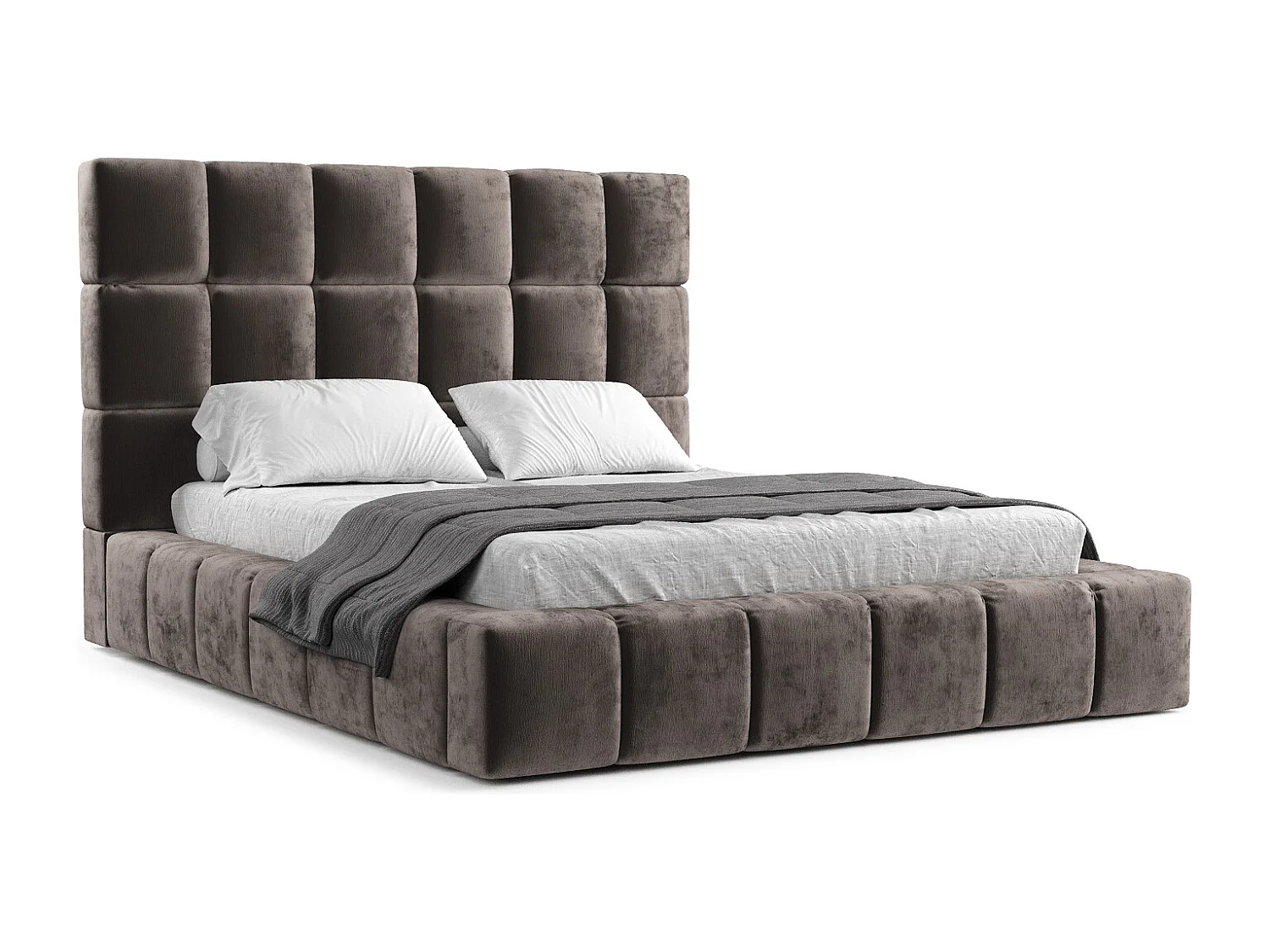 Polsterbett Kendal Tres - 180 x 200 cm - Chenille-Stoff - braun