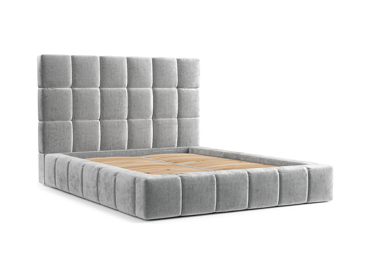 Polsterbett Kendal Tres - 160 x 200 cm - Chenille-Stoff - hellgrau