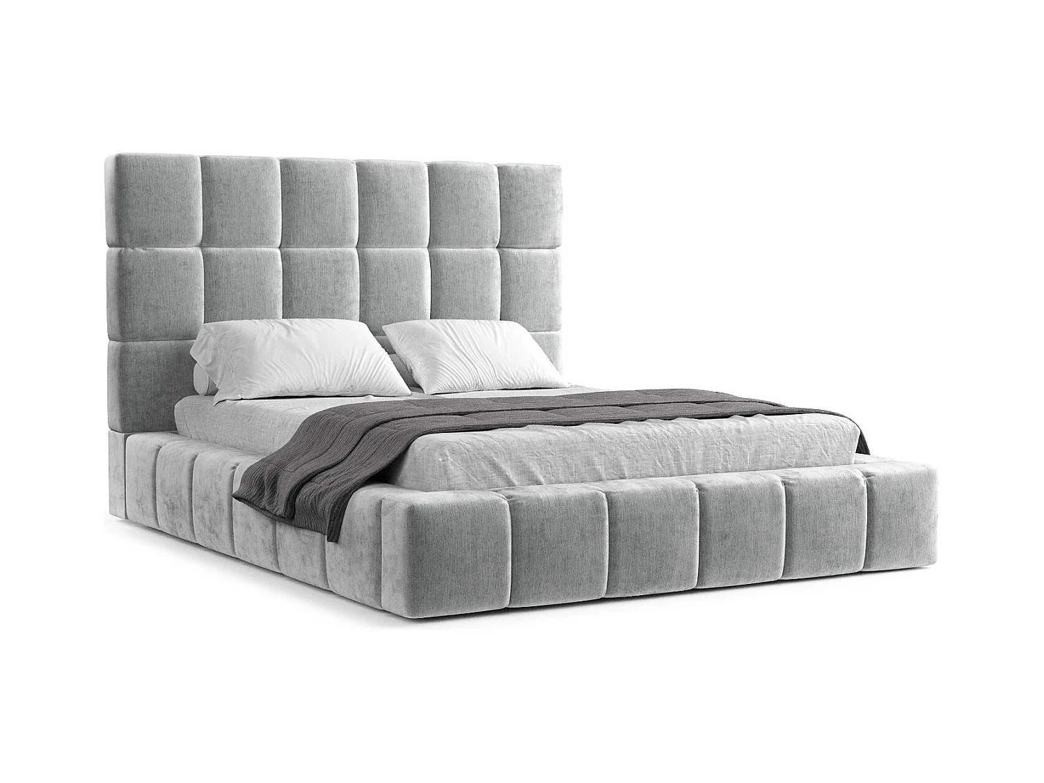 Polsterbett Kendal Tres - 160 x 200 cm - Chenille-Stoff - hellgrau