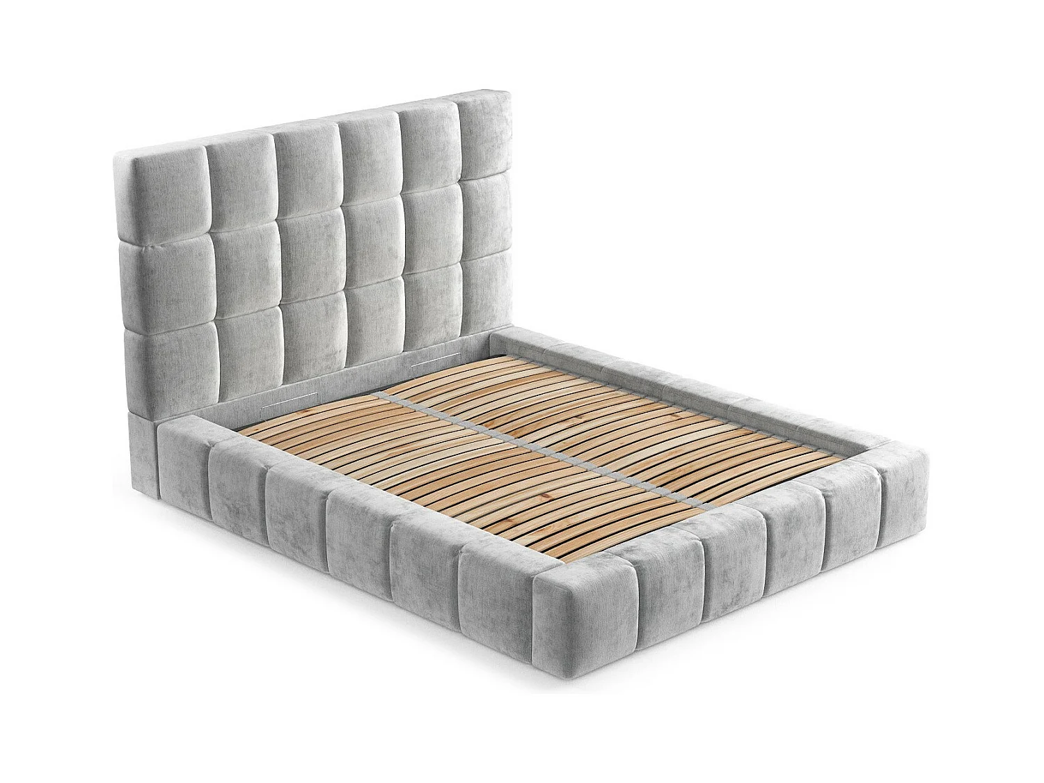 Polsterbett Kendal Tres - 160 x 200 cm - Chenille-Stoff - hellgrau