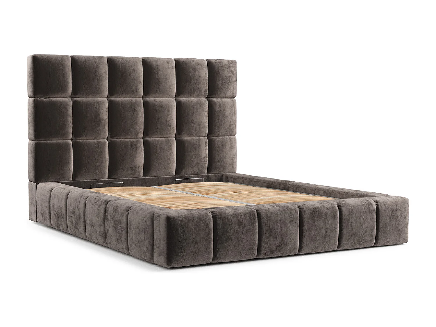 Polsterbett Kendal Tres - 160 x 200 cm - Chenille-Stoff - braun