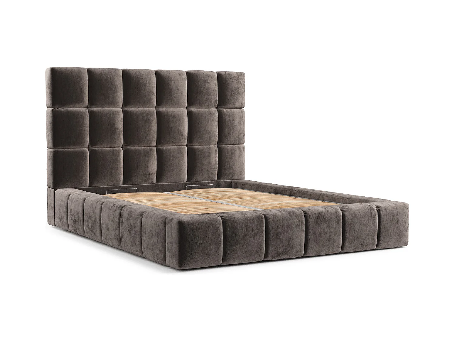 Polsterbett Kendal Tres - 160 x 200 cm - Chenille-Stoff - braun