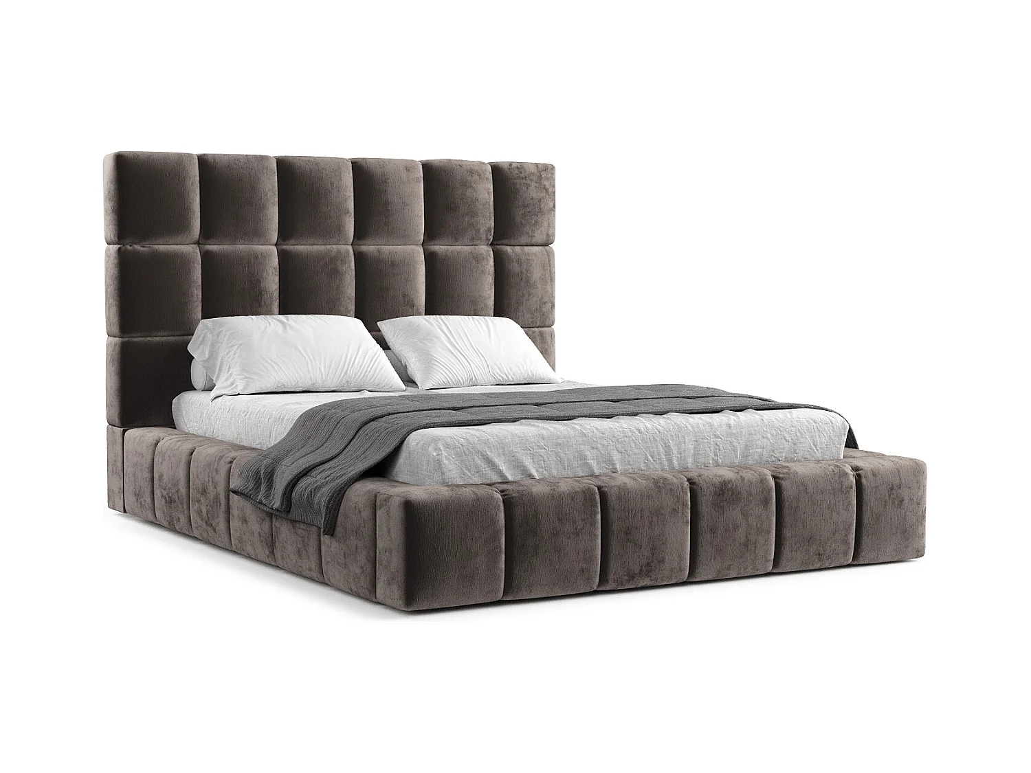 Polsterbett Kendal Tres - 160 x 200 cm - Chenille-Stoff - braun