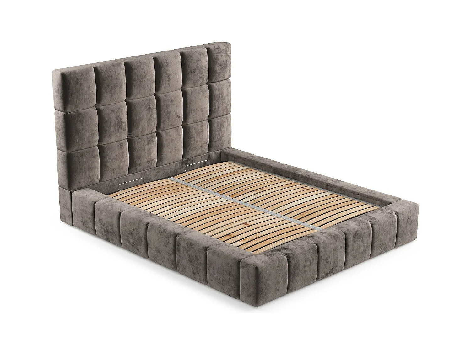Polsterbett Kendal Tres - 160 x 200 cm - Chenille-Stoff - braun
