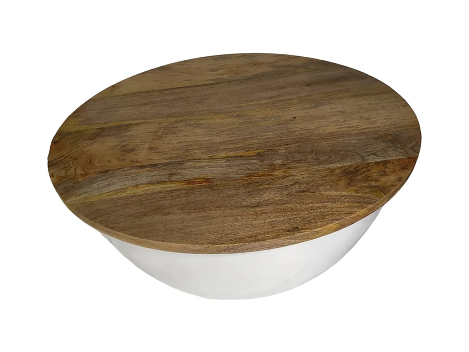 Table basse NIDI XL - Bois de manguier Blanc/Brun 88 cm - Design industriel