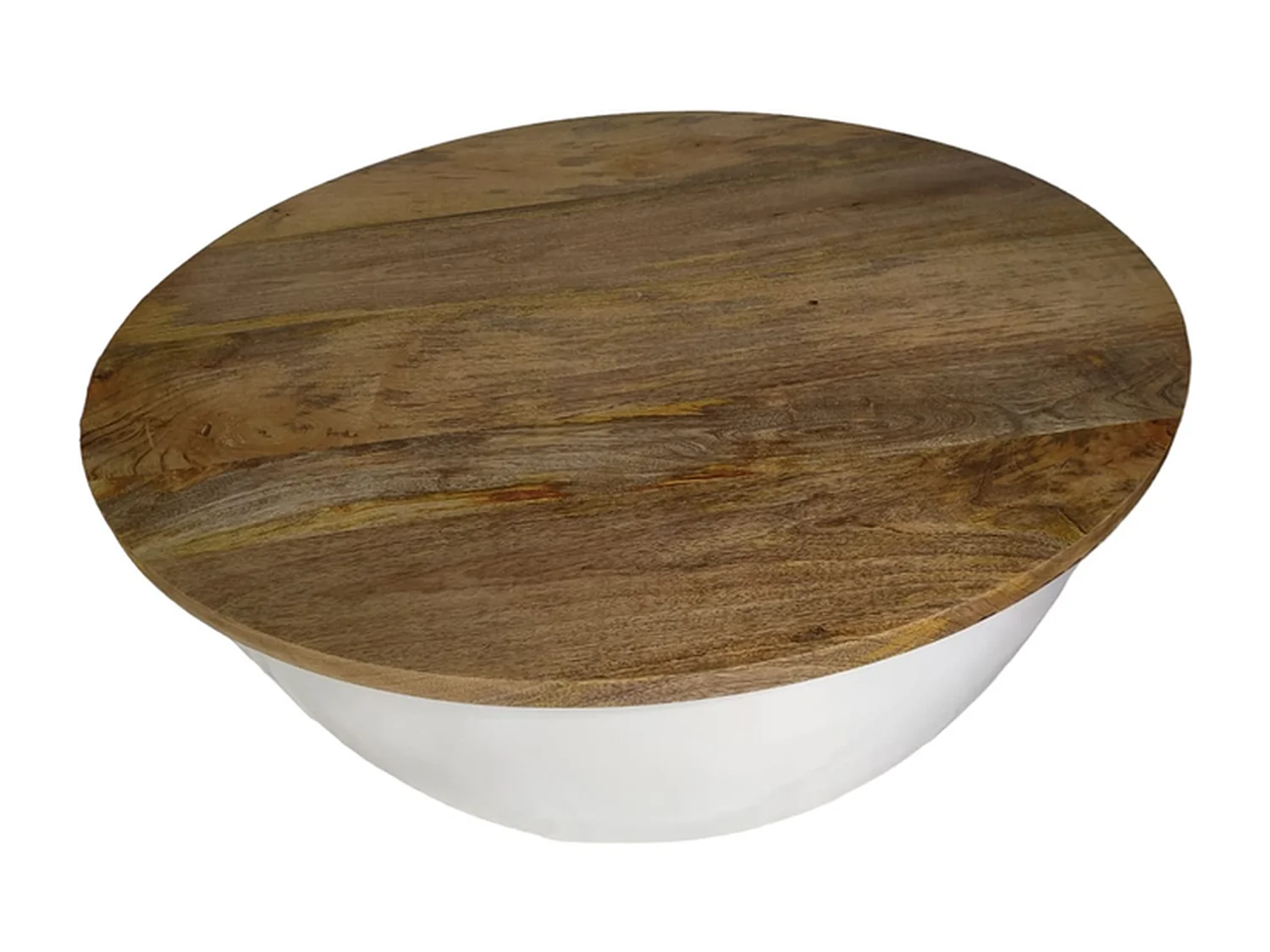 Table basse NIDI XL - Bois de manguier Blanc/Brun 88 cm - Design industriel