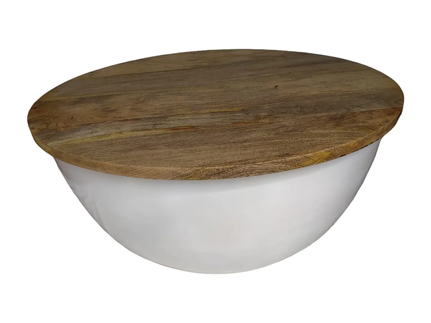 Table basse NIDI XL - Bois de manguier Blanc/Brun 88 cm - Design industriel