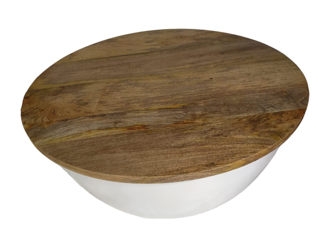 Salontafel NIDI XL - Mangohout Wit Bruin - Industrieel Design 88 cm
