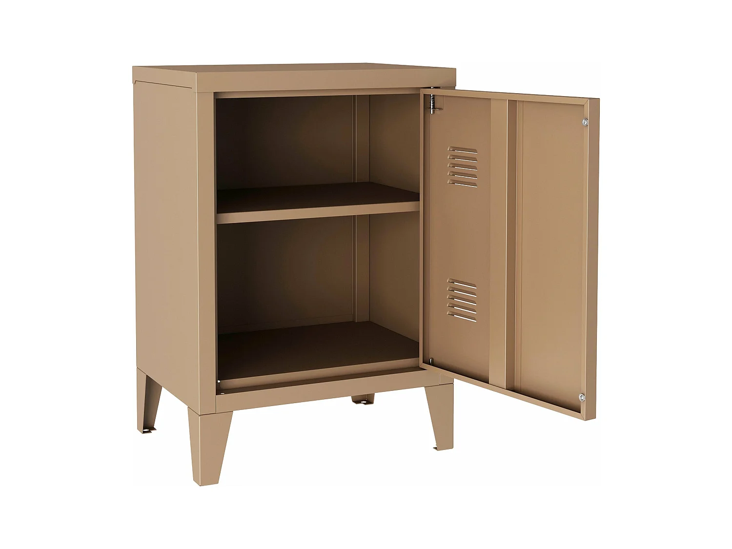 Comodino in acciaio laminato 57 x 40 x 30 cm marrone chiaro opaco 03_0008683