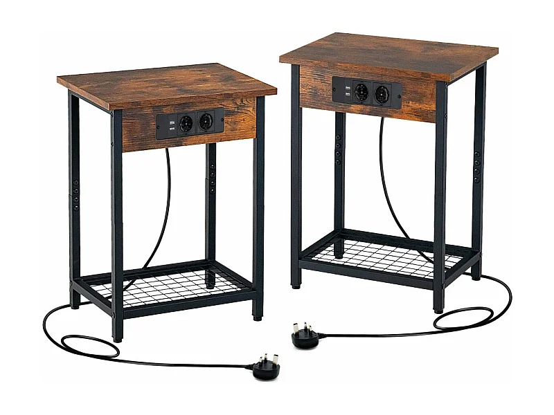 Lot de 2 tables métal argentée 40 x 30 x 54 cm 20_0008774