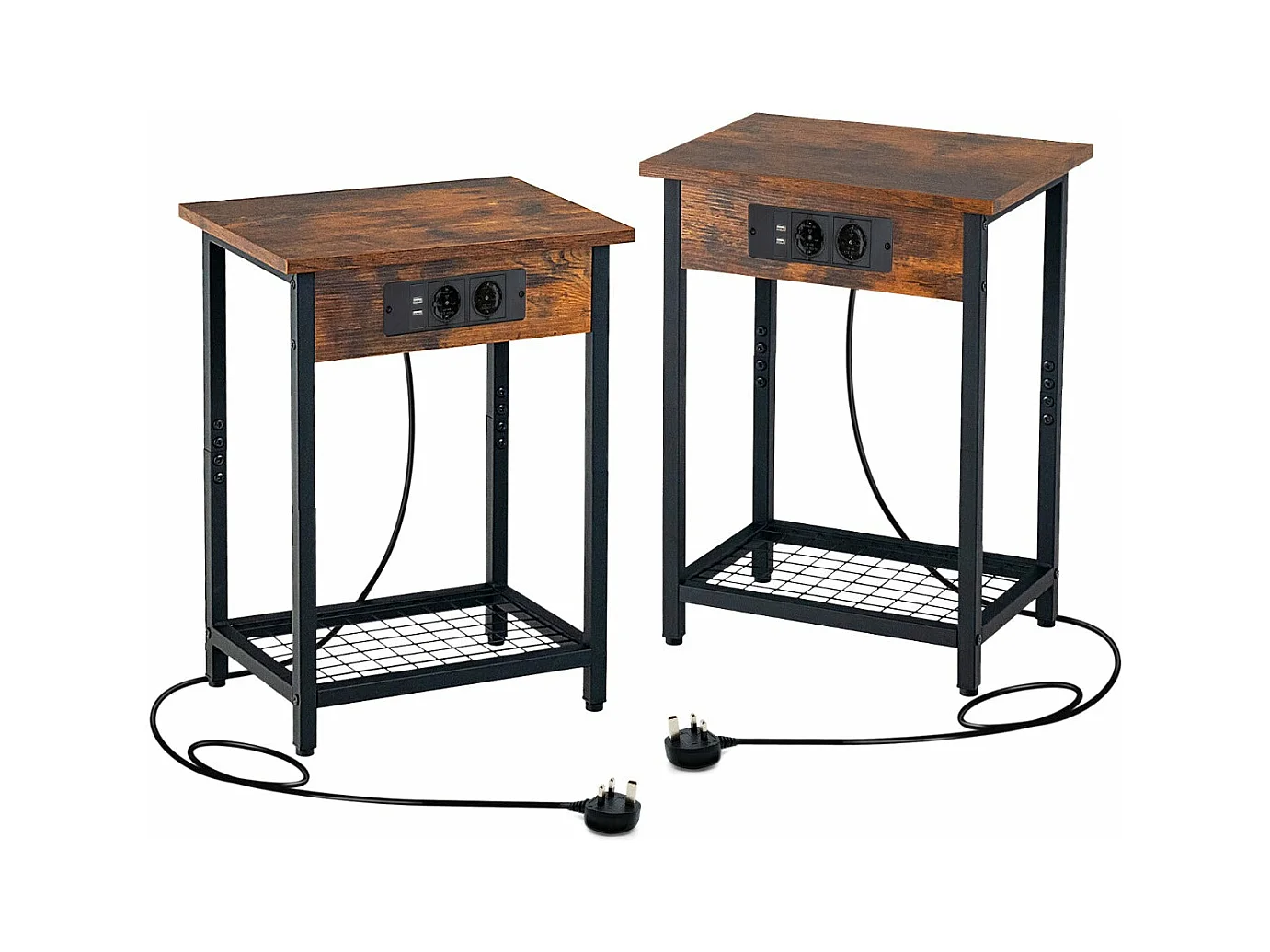 Lot de 2 tables métal argentée 40 x 30 x 54 cm 20_0008774