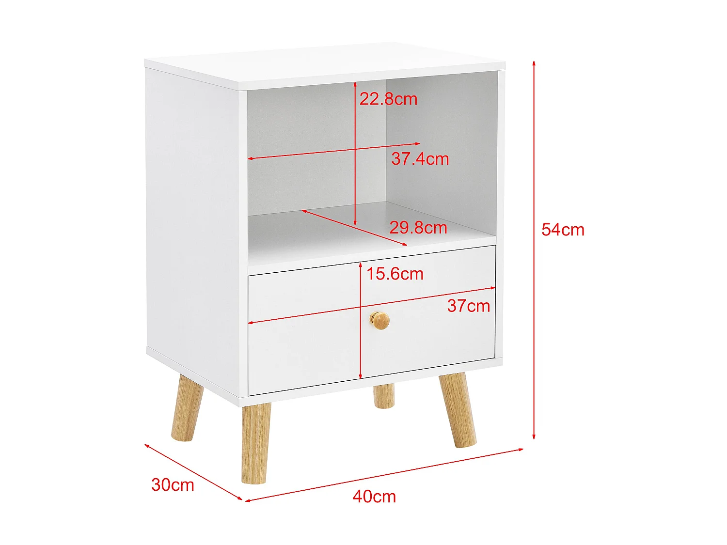 Mesa de cabeceira com gaveta 54 x 40 x 30 cm branca 03_0008688