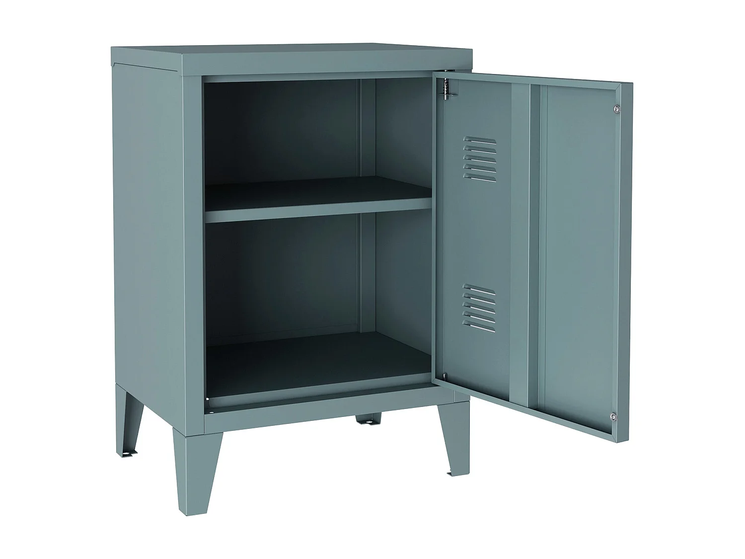 Mesita de noche de acero laminado 57 x 40 x 30 cm gris azulado 03_0008682