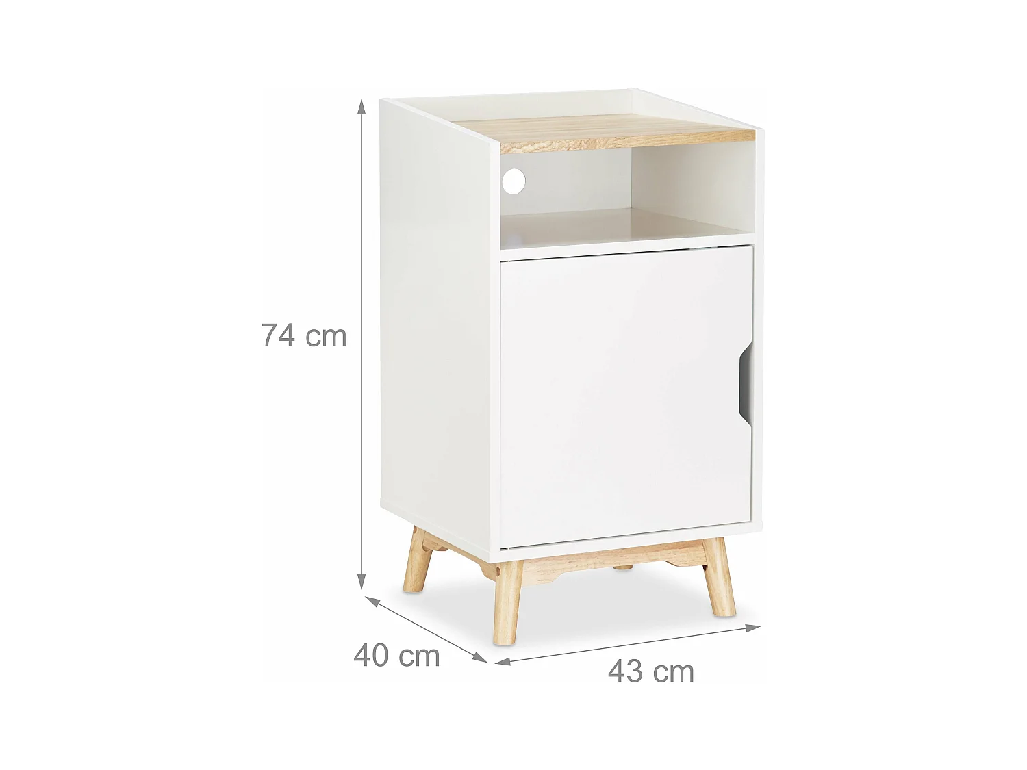 Table de chevet nuit bois blanche 43 x 40 x 74 cm 13_0002702
