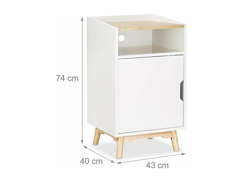 Table de chevet nuit bois blanche 43 x 40 x 74 cm 13_0002702