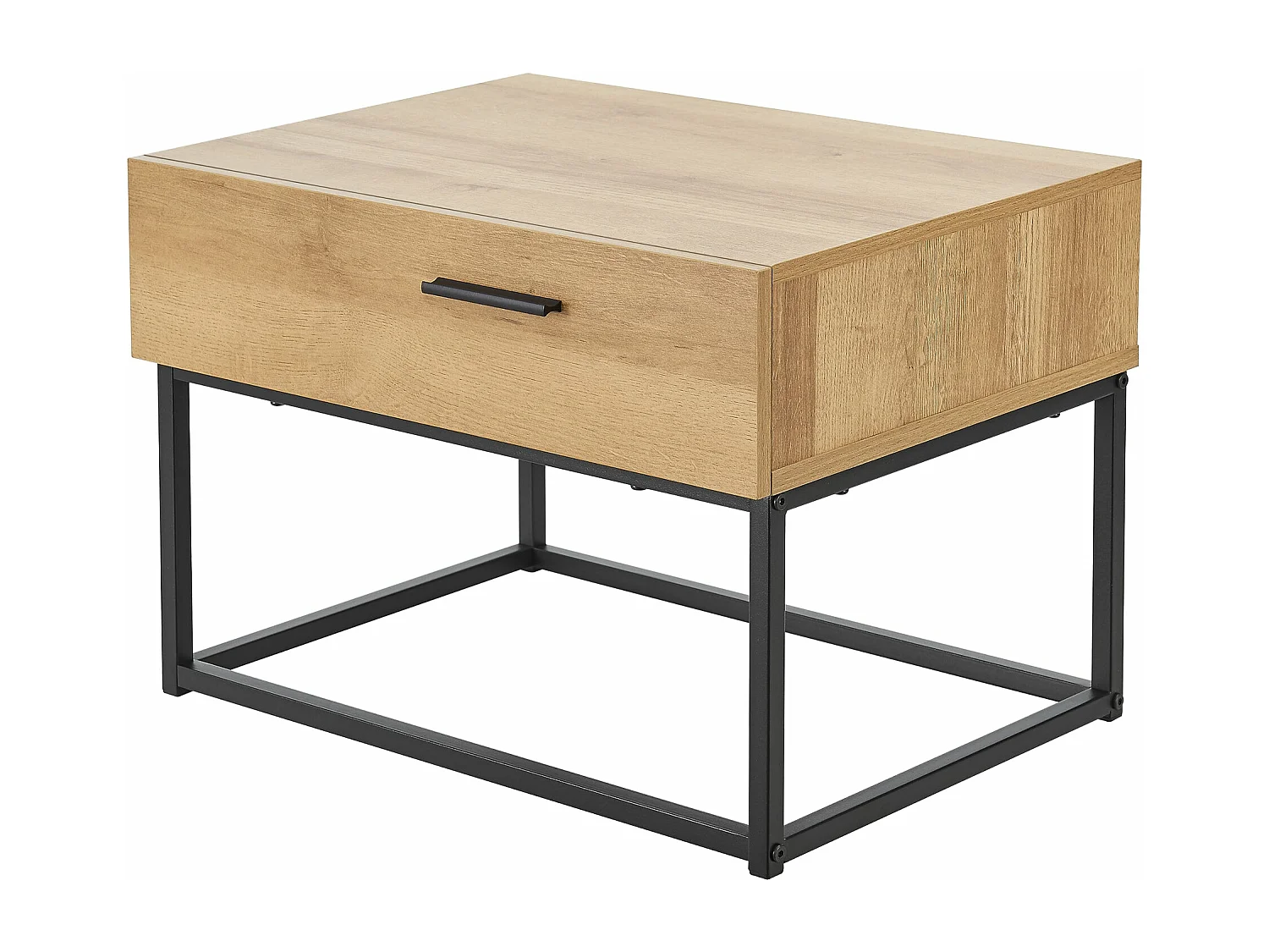 Mesa de cabeceira de metal 39 x 55 x 40 cm efeito carvalho preto 03_0008686