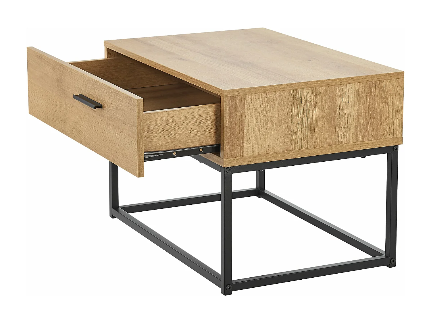 Mesa de cabeceira de metal 39 x 55 x 40 cm efeito carvalho preto 03_0008686