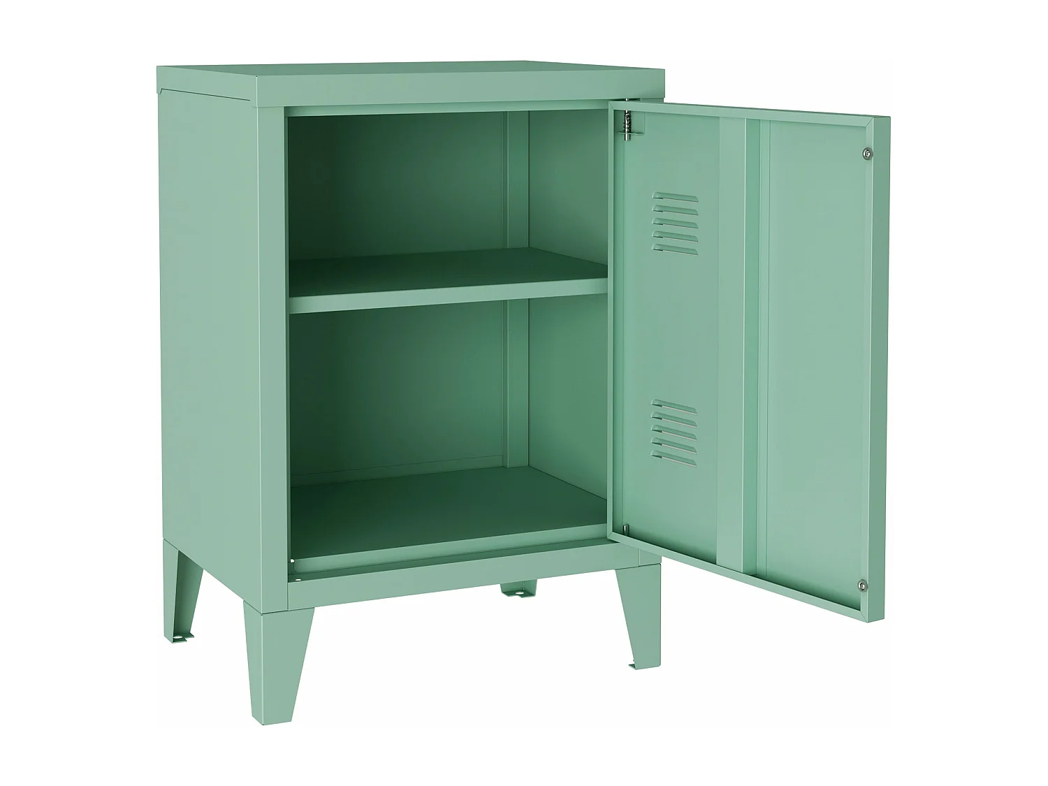 Mesita de noche de acero laminado 57 x 40 x 30 cm verde pastel mate 03_0008685