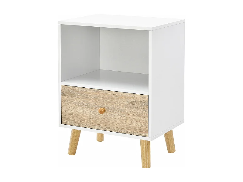 Comodino con cassetto 54 x 40 x 30 cm effetto rovere bianco 03_0008689