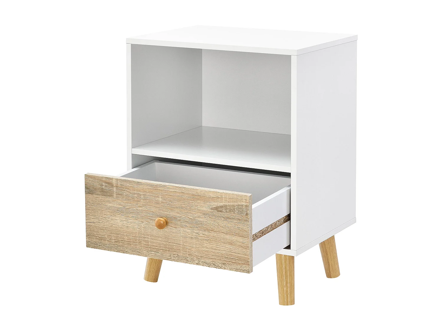 Mesa de cabeceira com gaveta 54 x 40 x 30 cm efeito carvalho branco 03_0008689