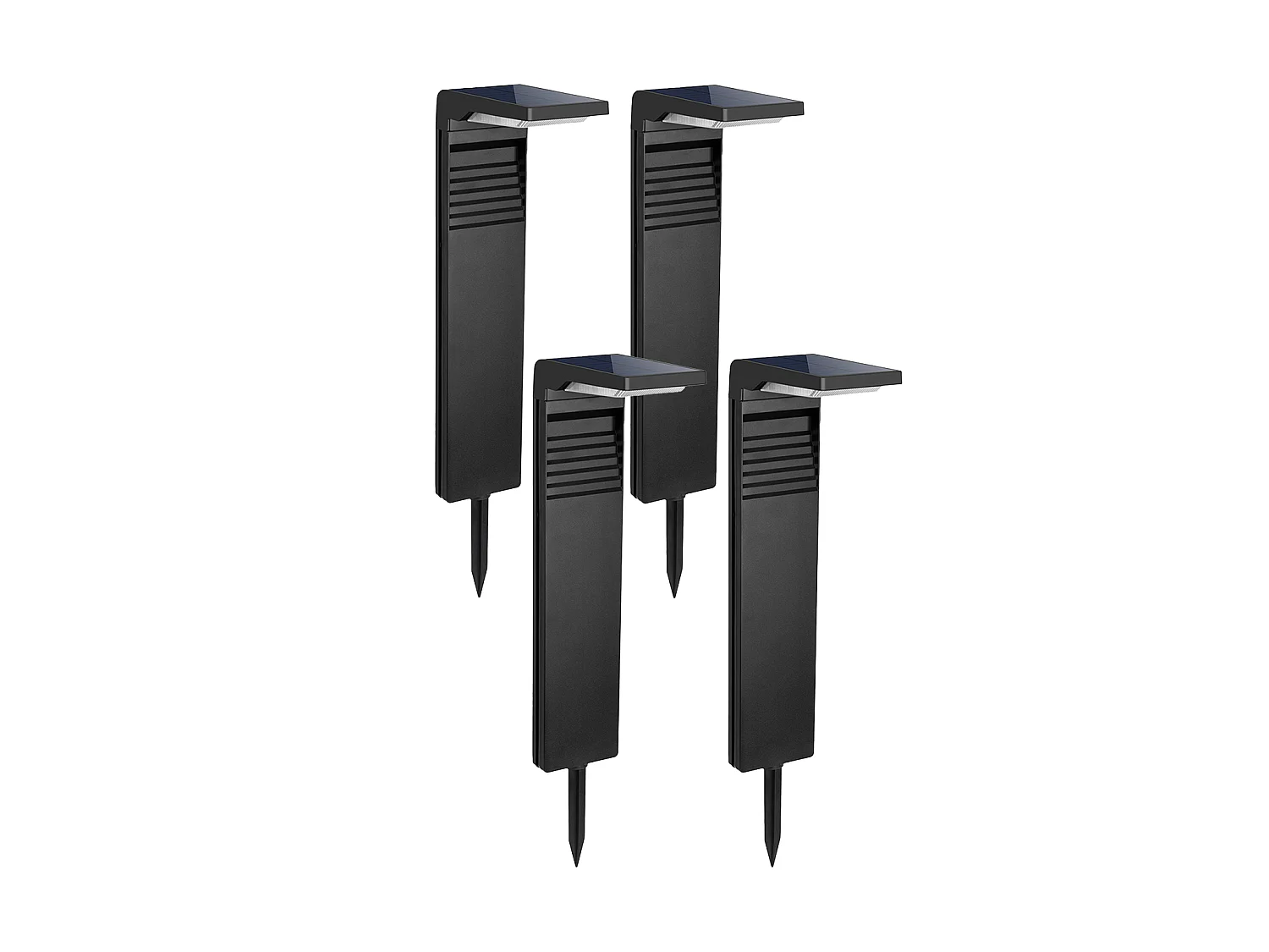 Lot de 4 bornes solaires extérieures - 80 lumens H. 41.7 cm - Noir - ARNUM