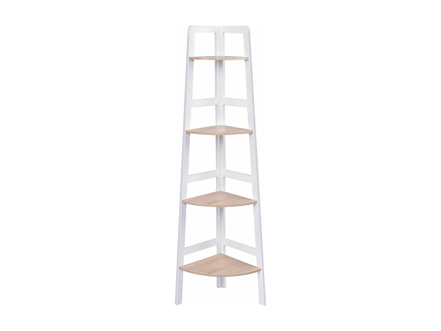 Etagère d'angle meuble d'angle effet bois blanche 32 x 32 x 138 cm 20_0002780