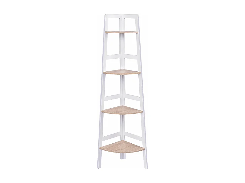 Etagère d'angle meuble d'angle effet bois blanche 32 x 32 x 138 cm 20_0002780