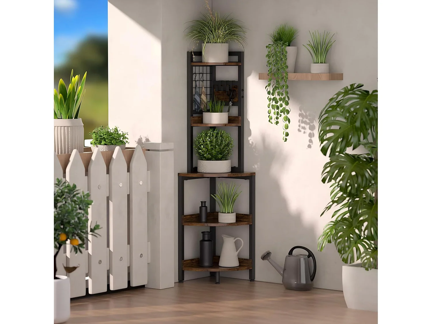 Scaffale d'angolo, 5 scatole, scaffale versatile per il display, soggiorno per soggiorno, unità di stoccaggio, 30x30x150 cm