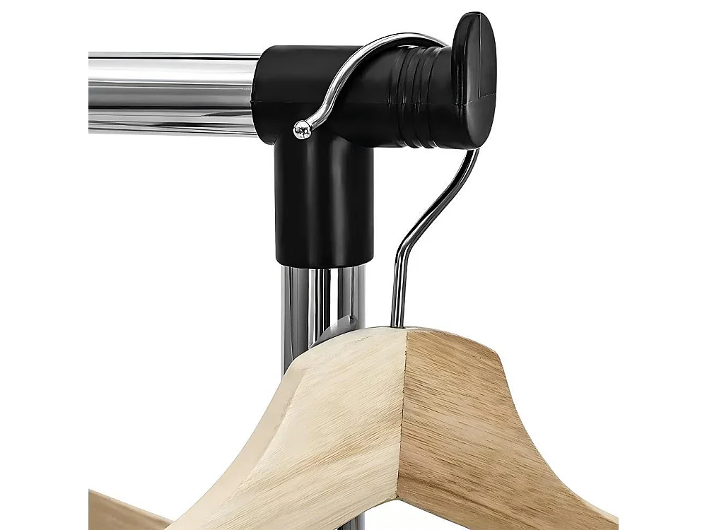 Portant à Vêtements Roulettes, Tringle à Vêtements Extensible Hauteur 90-160 cm, avec Porte-chaussures, charge max. 50Kg, 2 Tringles