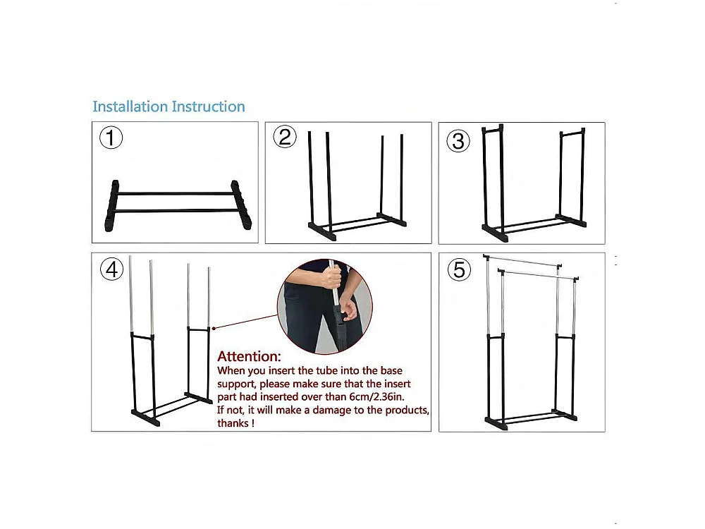 Portant à Vêtements Roulettes, Tringle à Vêtements Extensible Hauteur 90-160 cm, avec Porte-chaussures, charge max. 50Kg, 2 Tringles