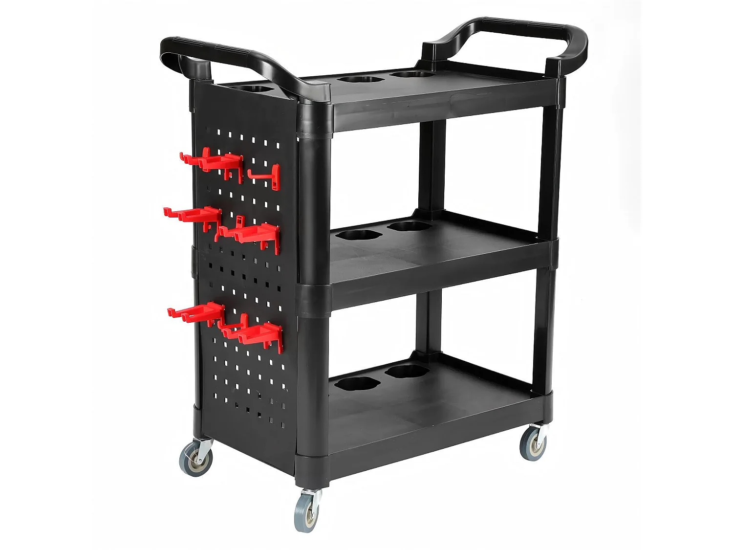 Werkzeugtrolley für Workshop, 3 -fahrer mobiler Werkzeugwagen, mit 10 Haken und 1 Aufhängebereich, max. 150 kg Last
