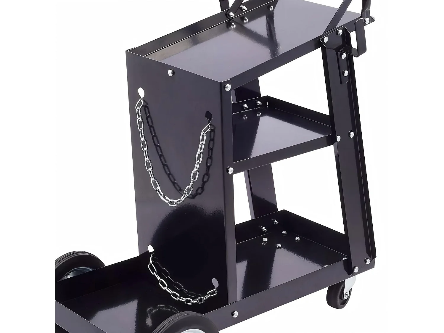 Chariot de soudage Mobile, Chariot Poste à Souder à 3 Niveaux, Porte-Bouteille de gaz avec chaînes de sécurité, Charge max 80kg