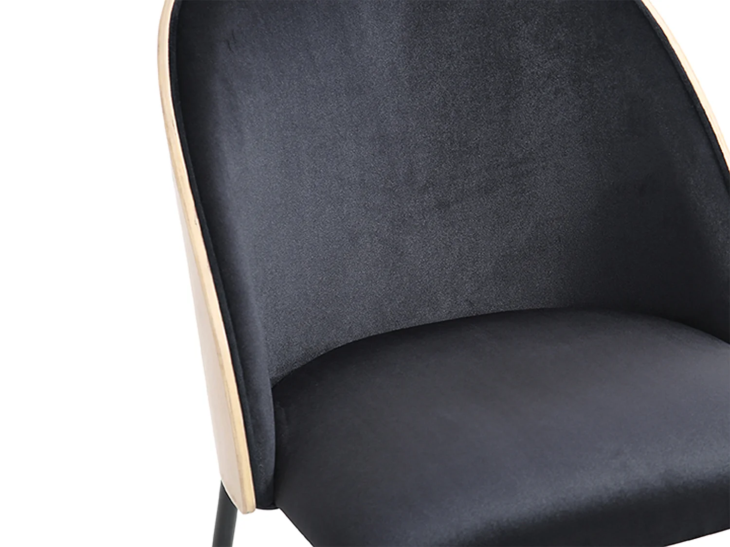 Lot de 2 chaises en velours, placage chêne et métal - Noir et Naturel clair - MIJENIA