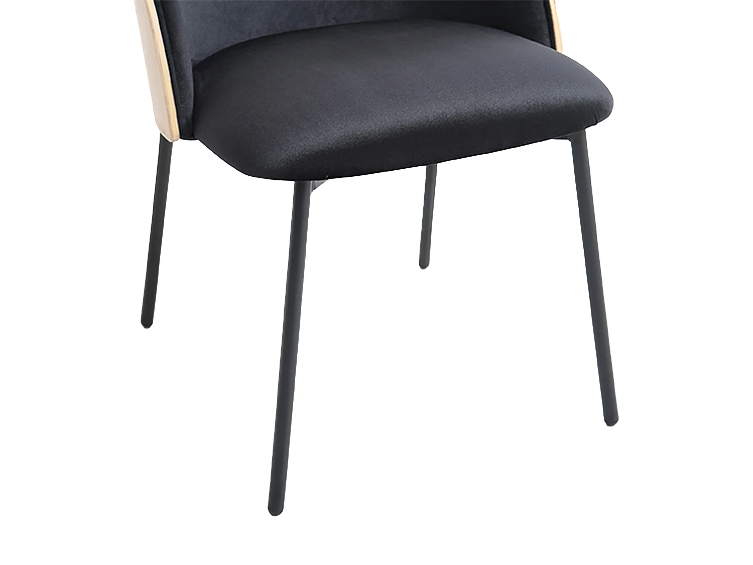 Lot de 2 chaises en velours, placage chêne et métal - Noir et Naturel clair - MIJENIA
